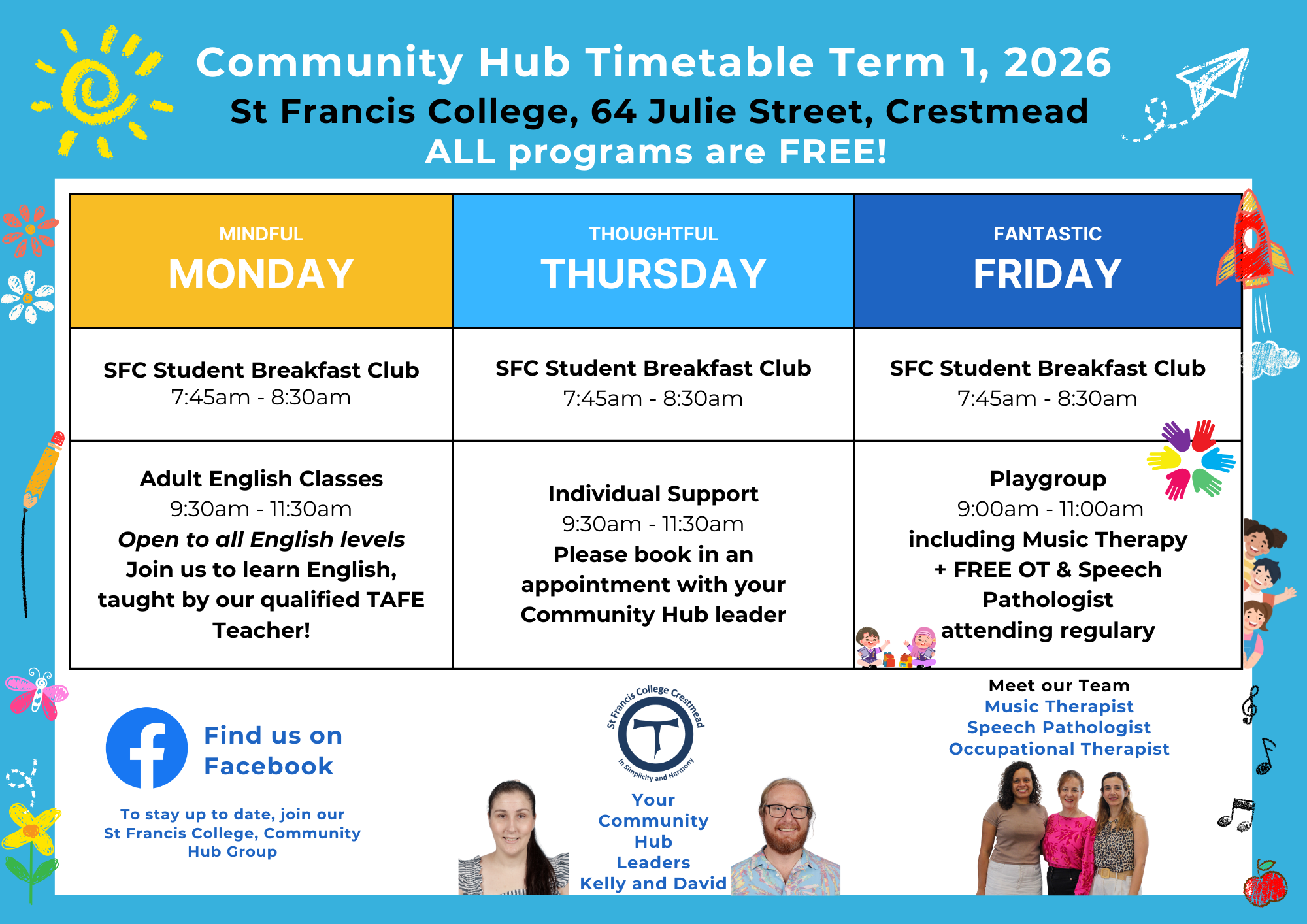 Community Hub Timetable 2026